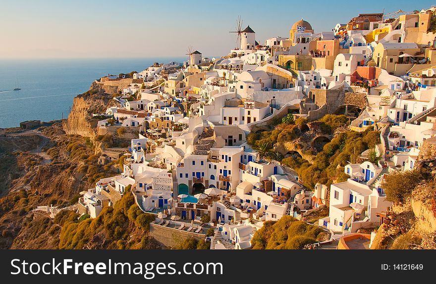 Santorini Island in greek greece village on cliff