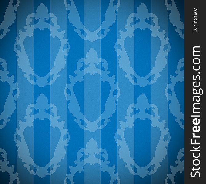 Blue wallpaper pattern with frames