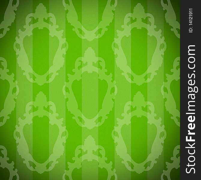 Green wallpaper pattern with frames