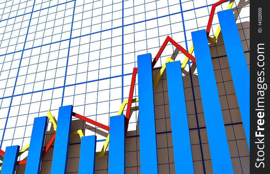 Blue 3d render chart statistics