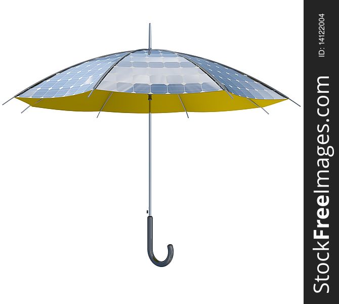 Open solar photovoltaic umbrella stick concept