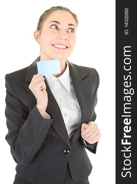 Business Woman With Blank Card