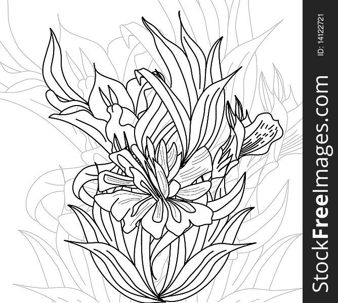 Monochrome floral background. Universal template for greeting card, web page, background