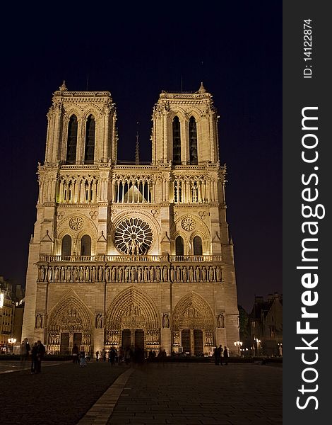 Night view  of  Notre Dame de Paris