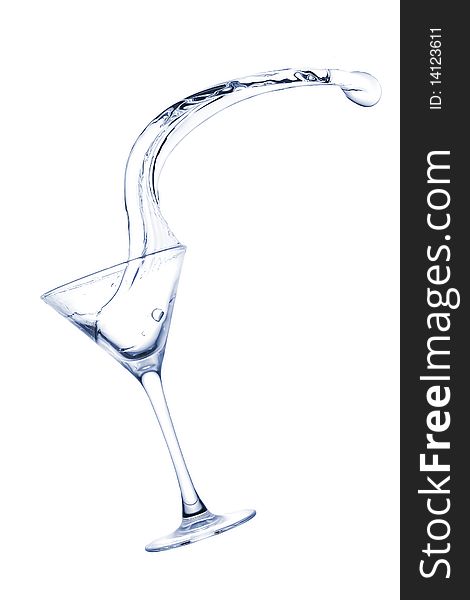 Freakish splashes transparent at its finest from a glass for martini close up.