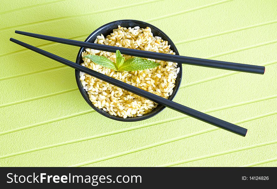 Chinese curry rice, on light green background. Chinese curry rice, on light green background