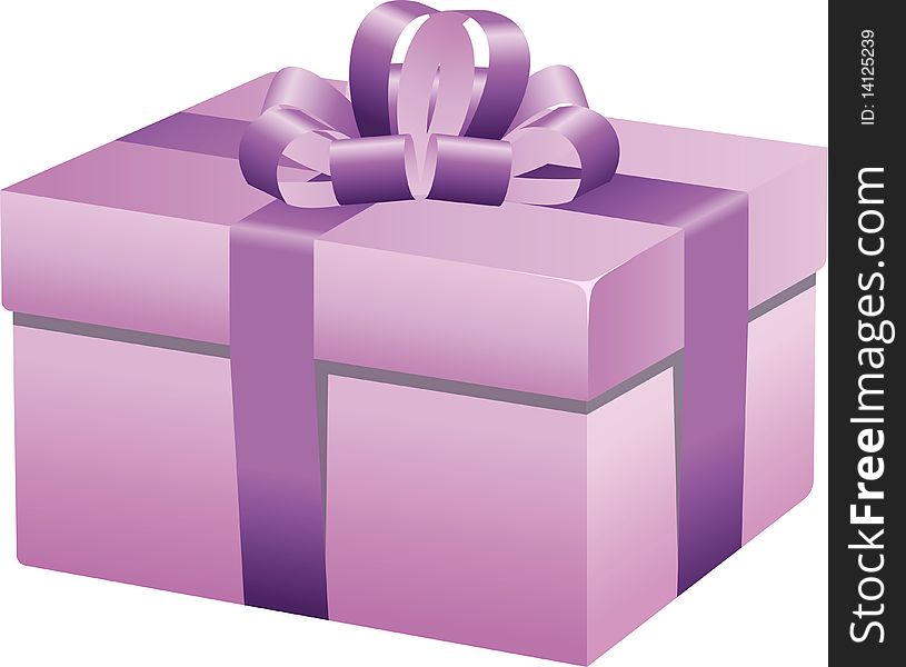 Pink gift box. Vector Illustration