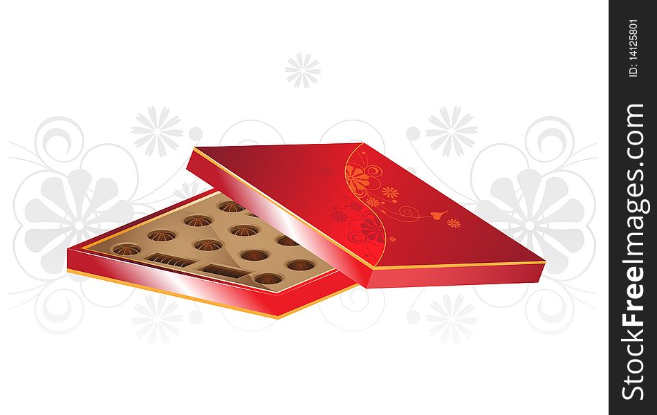 Chocolates in a red gift box. Bright  illustration. Chocolates in a red gift box. Bright  illustration.