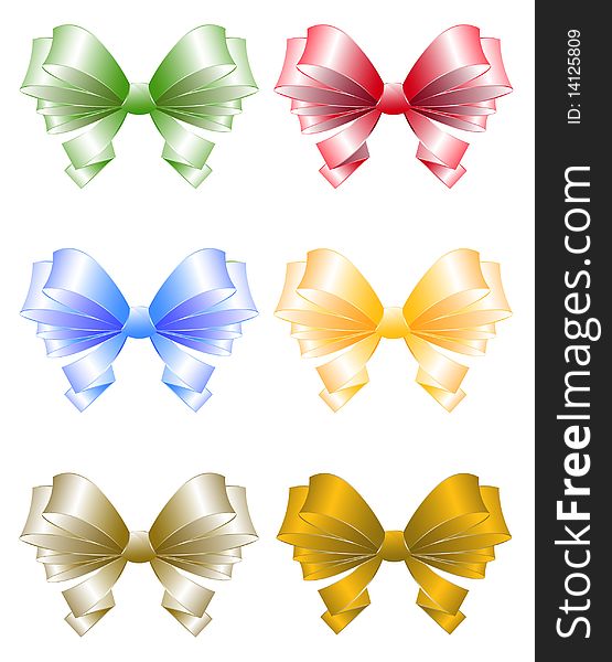 Set of colored greeting bows