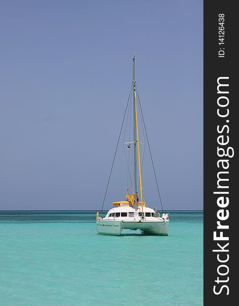 Catamaran in saona beach - caribbean sea