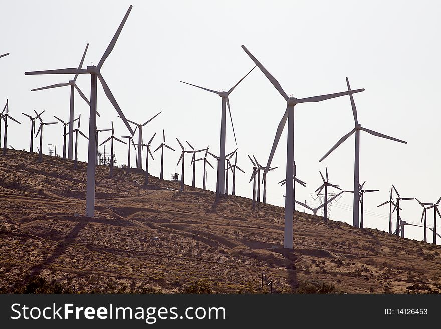 Wind Turbines On A Windmill Farm