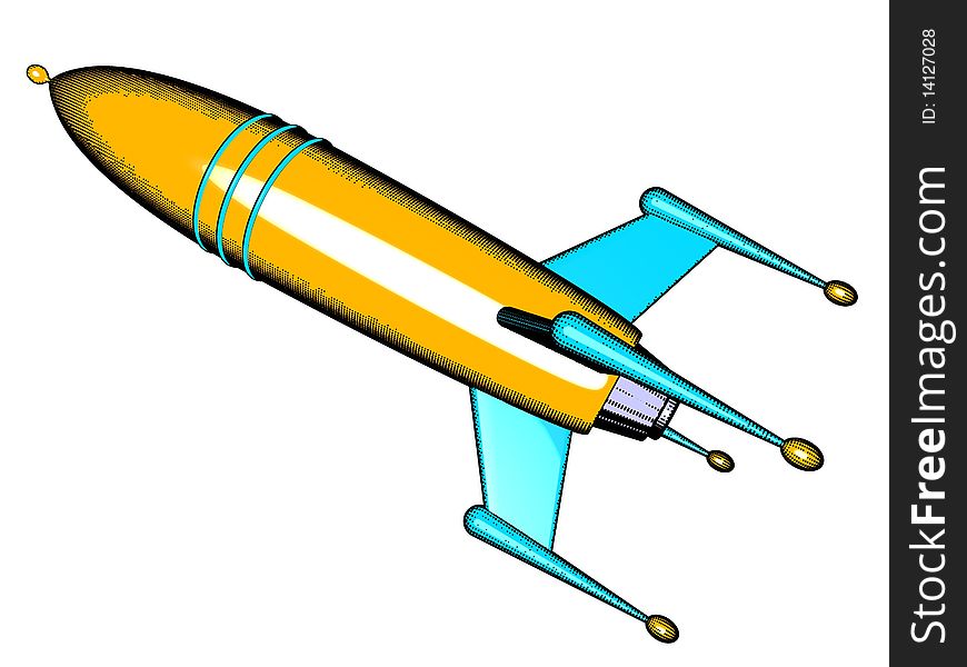 3D model of an outlined stylised rocket