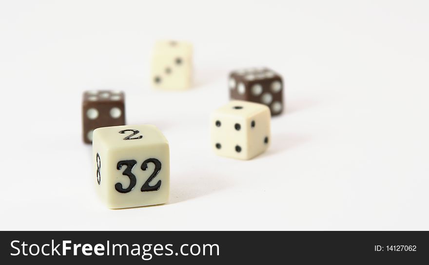 White playing dice with numbers
