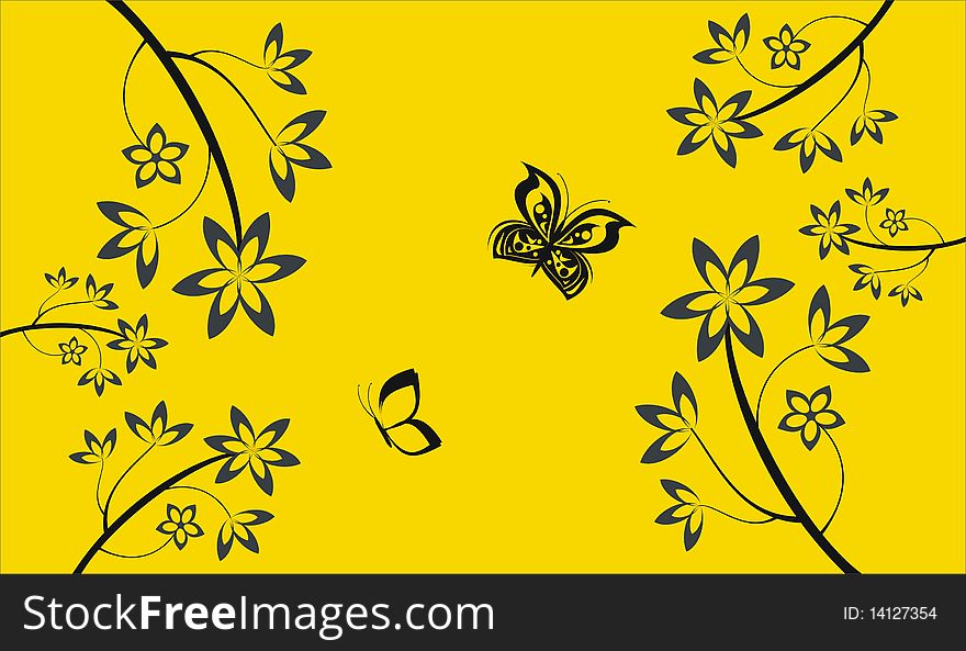 Collection of yellow floral element. Collection of yellow floral element