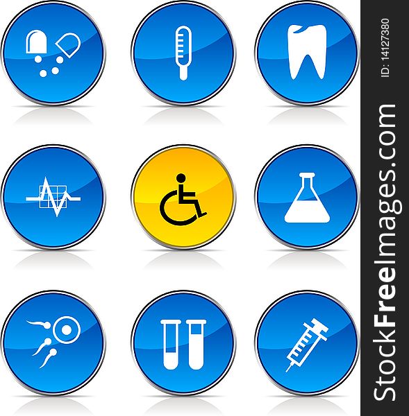 Medical glossy icons. Set of buttons. Medical glossy icons. Set of buttons.