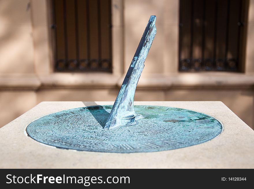 A Historic Victorian sundial. An ancient method of telling the time by using the shadow cast upright central spike.