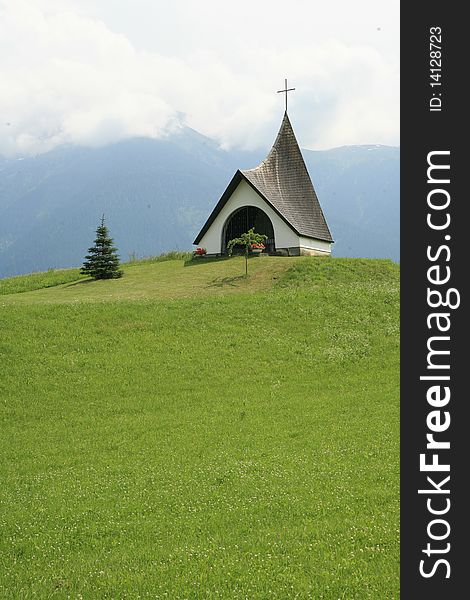 A chapel in austrian alps among the glaciers. A chapel in austrian alps among the glaciers