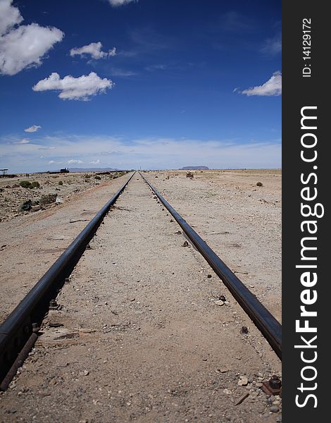 Raildoad tracks in a bolivian desert. Raildoad tracks in a bolivian desert