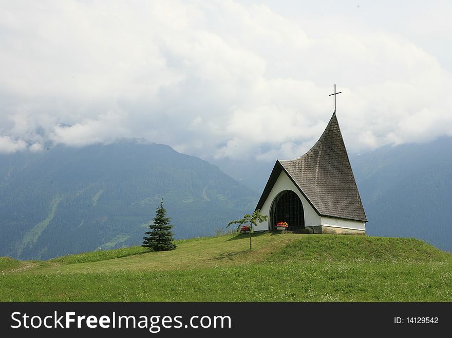 A chapel in austrian alps among the glaciers. A chapel in austrian alps among the glaciers