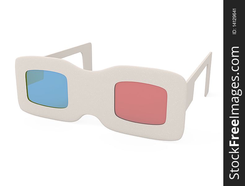 3D glasses isolated on white- 3d illustration