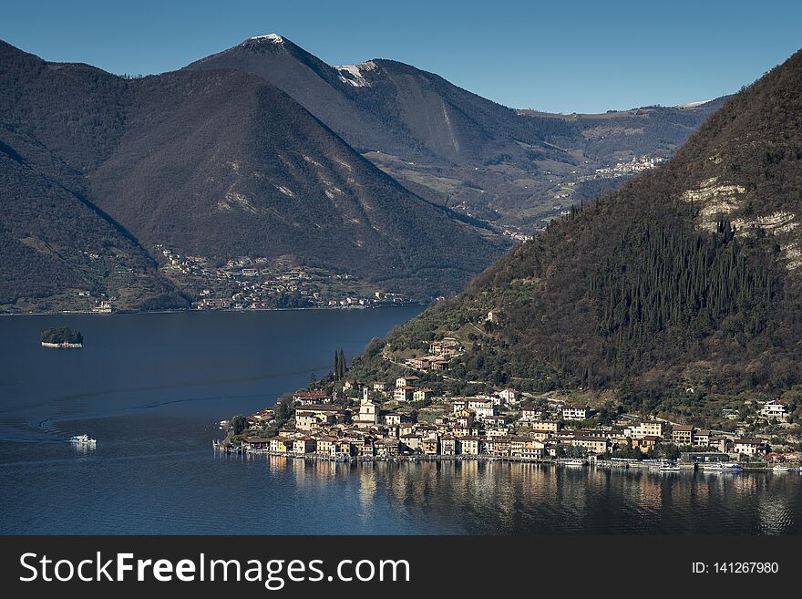 View of Montisola,Island in the Lake Iseo in Italy. View of Montisola,Island in the Lake Iseo in Italy