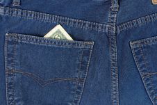 Dollars In Blue Jeans Pocket Stock Photography