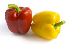 Red And Yellow Pepper On A White Background Stock Photos Red And Yellow Pepper On A White Background Stock Photos
