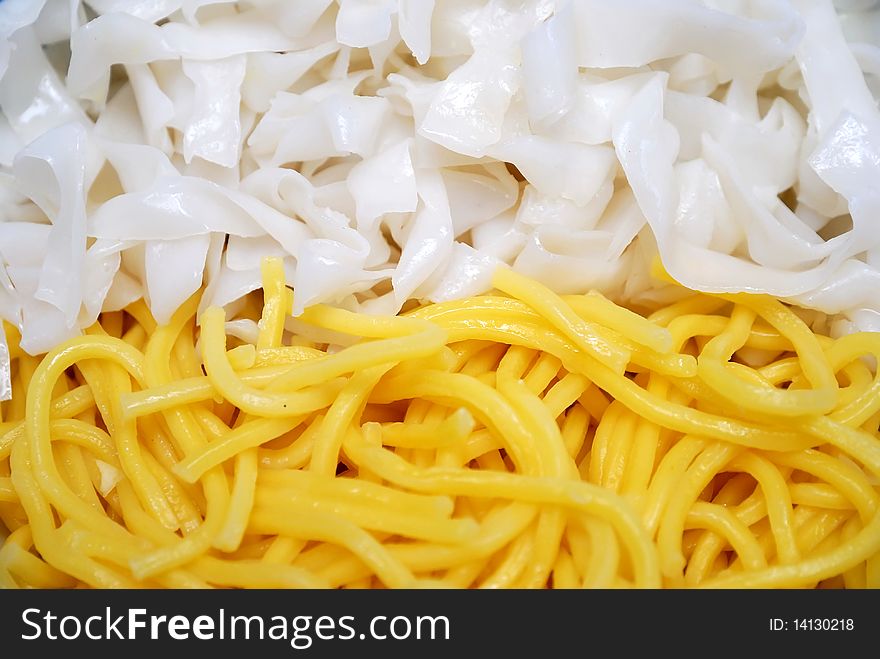 Yellow And White Noodles As Food Ingredients