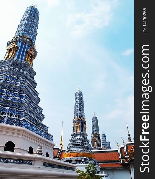 The blue pagodas inside wat phra kaew, The Bangkok Grand Palace, Thailand. The blue pagodas inside wat phra kaew, The Bangkok Grand Palace, Thailand