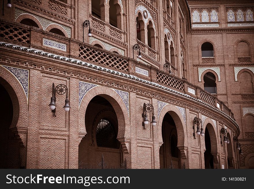 An image of plaza de toros (place of toros) in madrid, spain. An image of plaza de toros (place of toros) in madrid, spain