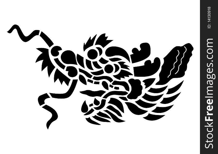 Vector of dragon head in black and white