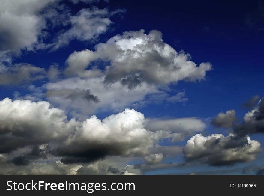 A beautiful deep blue sky with clouds. A beautiful deep blue sky with clouds