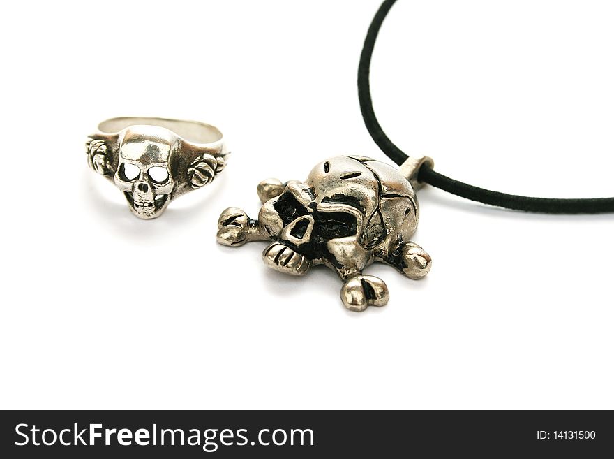 Skull necklace and ring