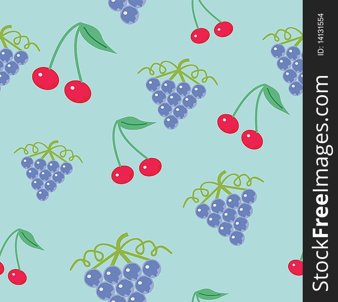 Background With Cherry And Grape