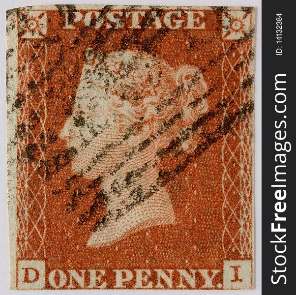 Penny Red With Black Postmark