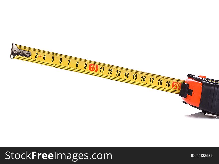 Isolated red centimeter tape measure