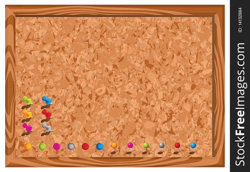 Blank corkboard with pins