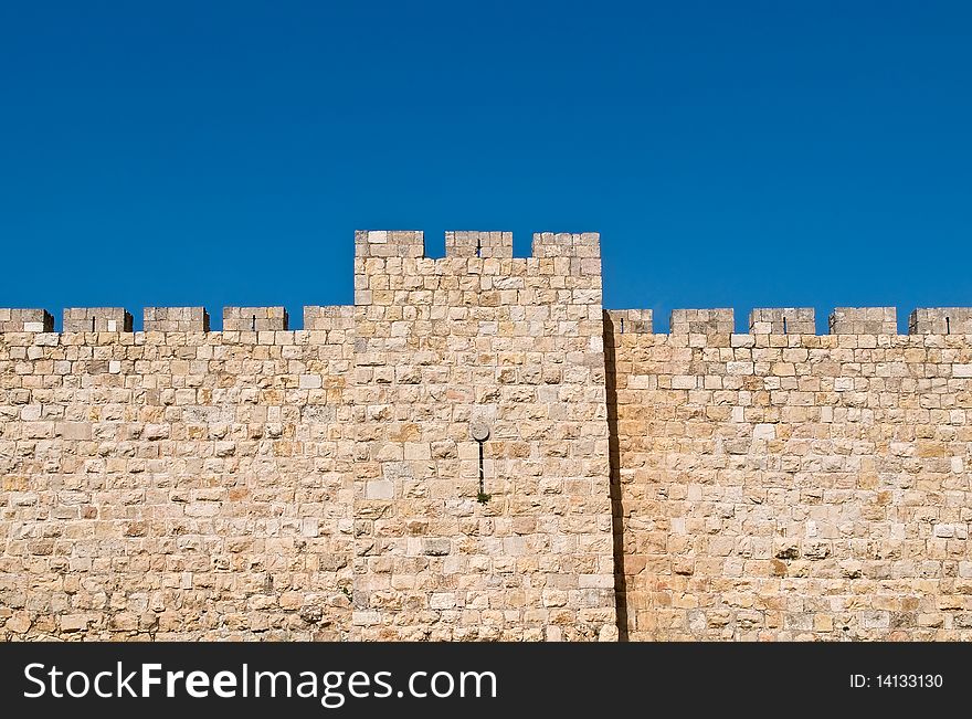 Part of the wall surrounding the Old City in Jerusalem, Israel. Part of the wall surrounding the Old City in Jerusalem, Israel.