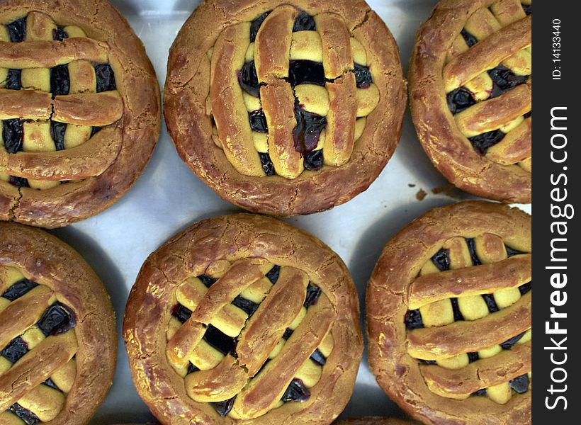 Traditional Greek pie with cherry jam