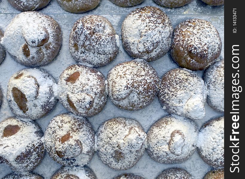 Greek sweet stuffed muffins background