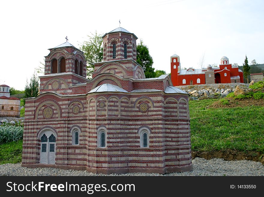 Serbian Orthodox monastery miniature