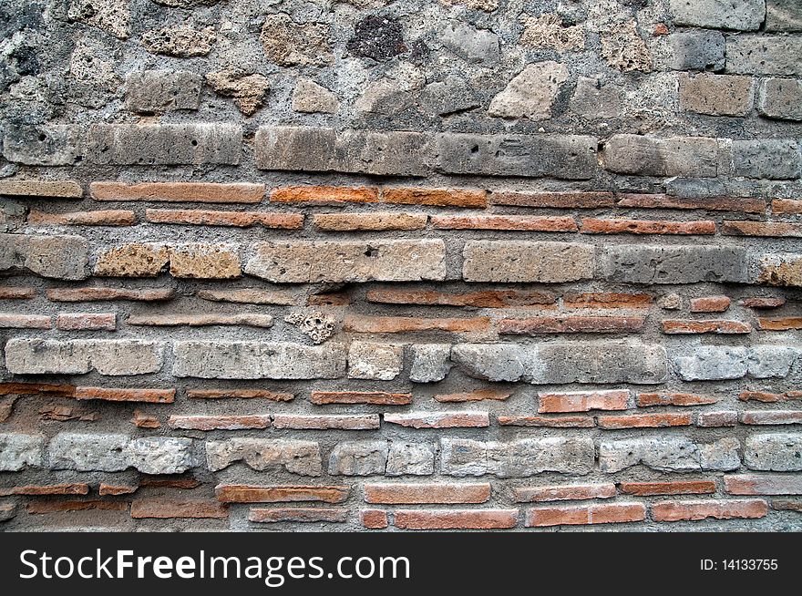 Brick and Stone Wall from Pompeian Ruins