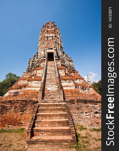 The tope of Wat Chai Wattanaram, Ayutthaya Thailand