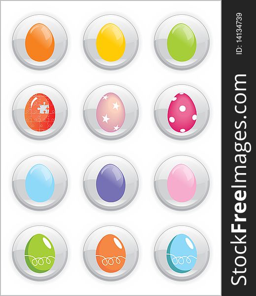 Set Of Colorful Easter Egg Icons
