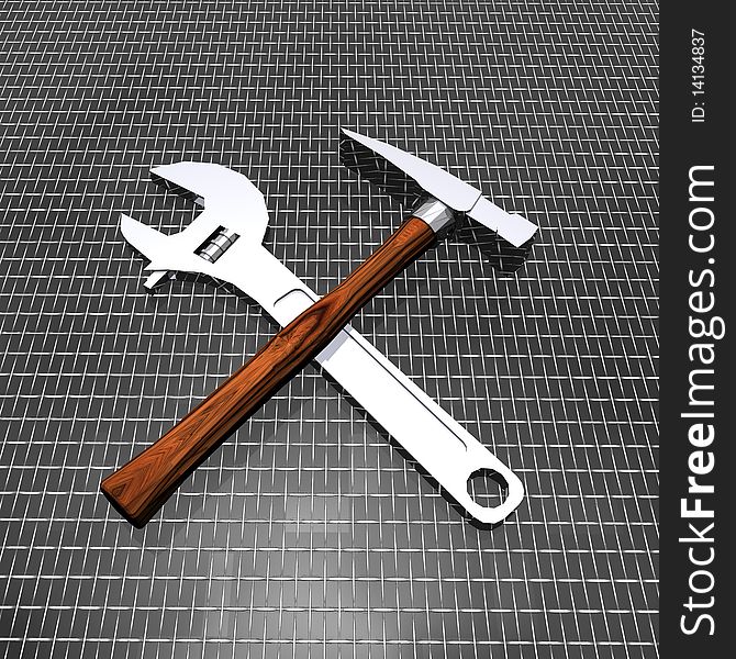 Tools set on grid background