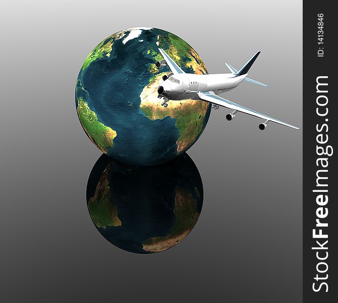 Airliner With Earth