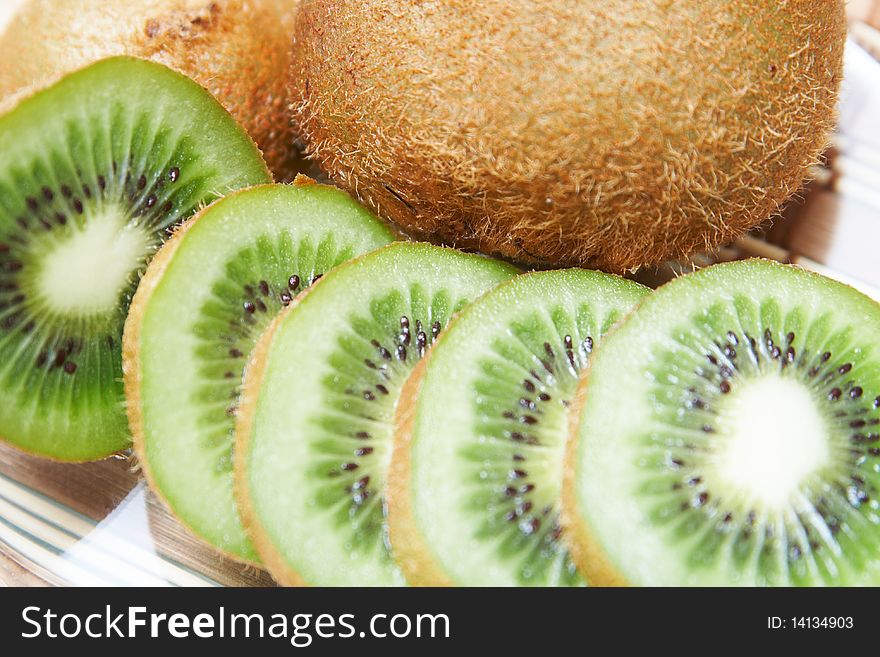 Food Kiwi Fruit slices. Close-up .