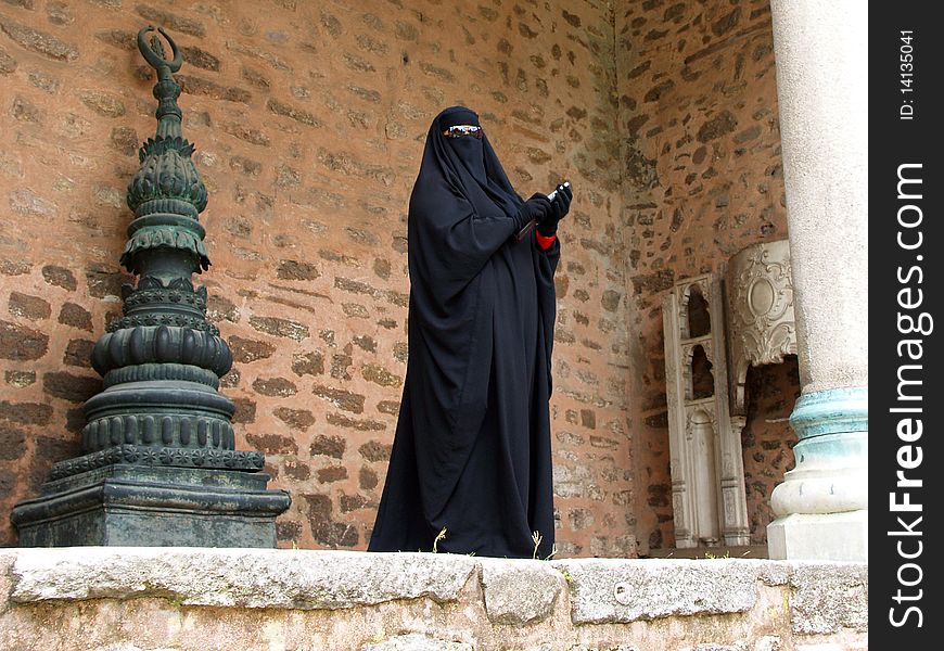 Lady in Topkapi Saray in Istanbul. Lady in Topkapi Saray in Istanbul