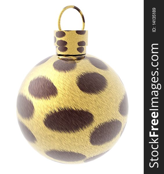 Xmas ball with animal fur texture isolated on a white