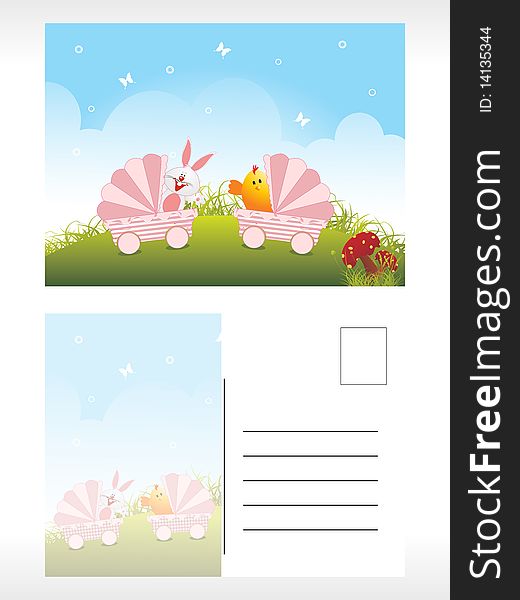 Easter Post Card Illustration